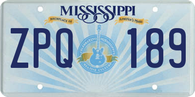MS license plate ZPQ189