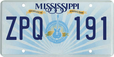 MS license plate ZPQ191