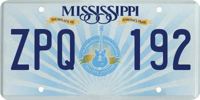 MS license plate ZPQ192