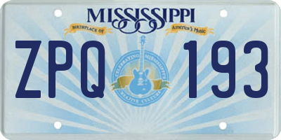 MS license plate ZPQ193
