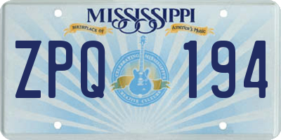 MS license plate ZPQ194