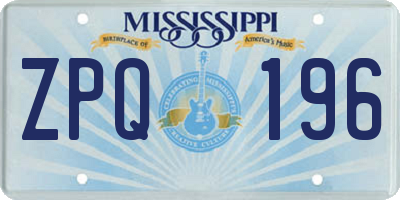 MS license plate ZPQ196