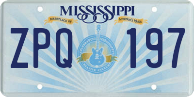 MS license plate ZPQ197