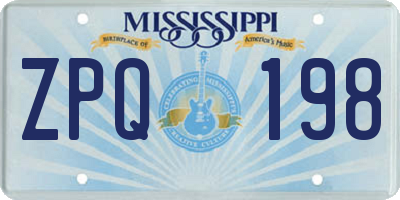 MS license plate ZPQ198