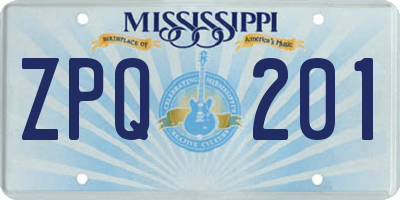 MS license plate ZPQ201