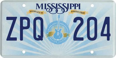 MS license plate ZPQ204