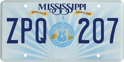 MS license plate ZPQ207