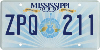 MS license plate ZPQ211