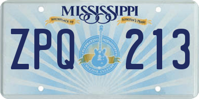 MS license plate ZPQ213