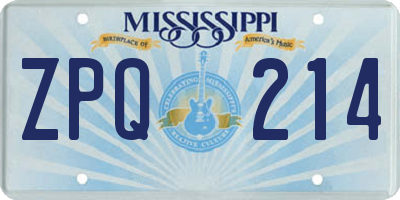 MS license plate ZPQ214