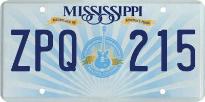 MS license plate ZPQ215