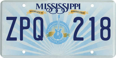 MS license plate ZPQ218
