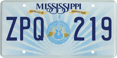 MS license plate ZPQ219