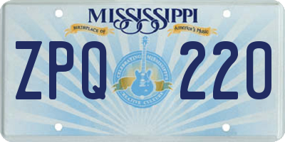 MS license plate ZPQ220