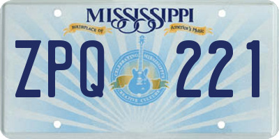 MS license plate ZPQ221