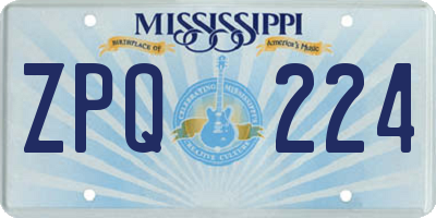 MS license plate ZPQ224