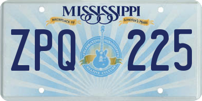 MS license plate ZPQ225