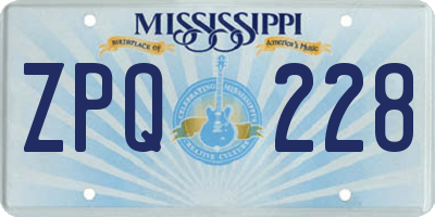 MS license plate ZPQ228