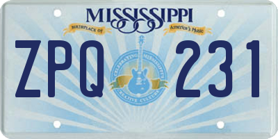 MS license plate ZPQ231