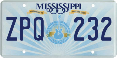 MS license plate ZPQ232
