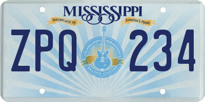 MS license plate ZPQ234