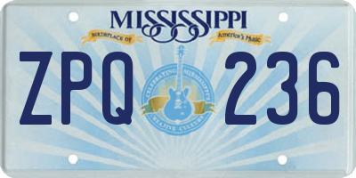 MS license plate ZPQ236