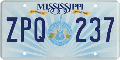 MS license plate ZPQ237
