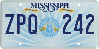 MS license plate ZPQ242