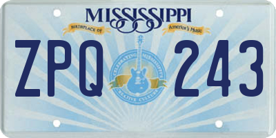 MS license plate ZPQ243