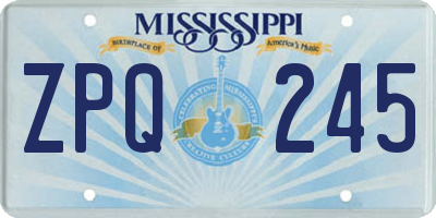 MS license plate ZPQ245