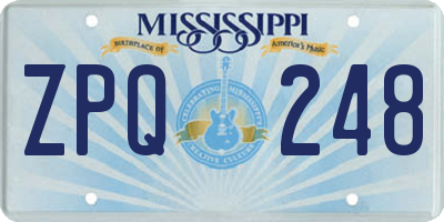 MS license plate ZPQ248