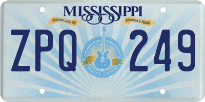 MS license plate ZPQ249