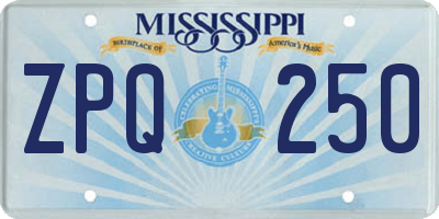 MS license plate ZPQ250
