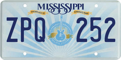 MS license plate ZPQ252