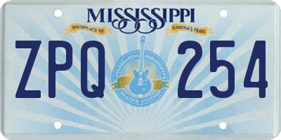 MS license plate ZPQ254