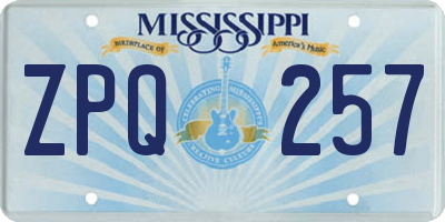 MS license plate ZPQ257