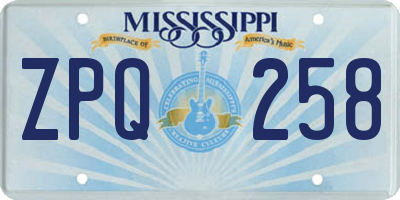 MS license plate ZPQ258