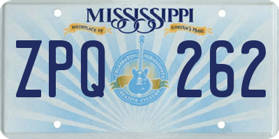 MS license plate ZPQ262