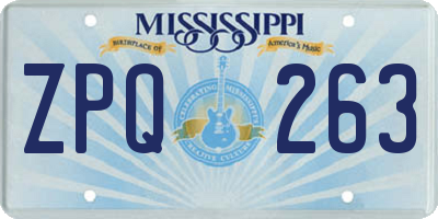 MS license plate ZPQ263