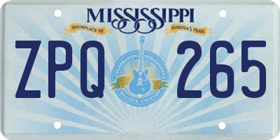 MS license plate ZPQ265