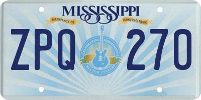 MS license plate ZPQ270