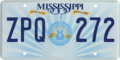 MS license plate ZPQ272