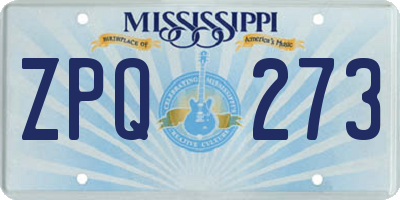 MS license plate ZPQ273