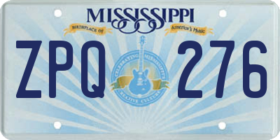 MS license plate ZPQ276
