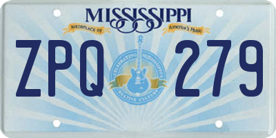 MS license plate ZPQ279