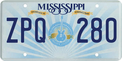 MS license plate ZPQ280