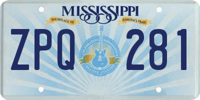 MS license plate ZPQ281