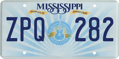 MS license plate ZPQ282