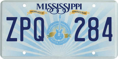 MS license plate ZPQ284