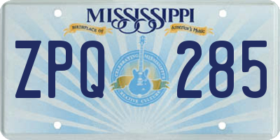 MS license plate ZPQ285